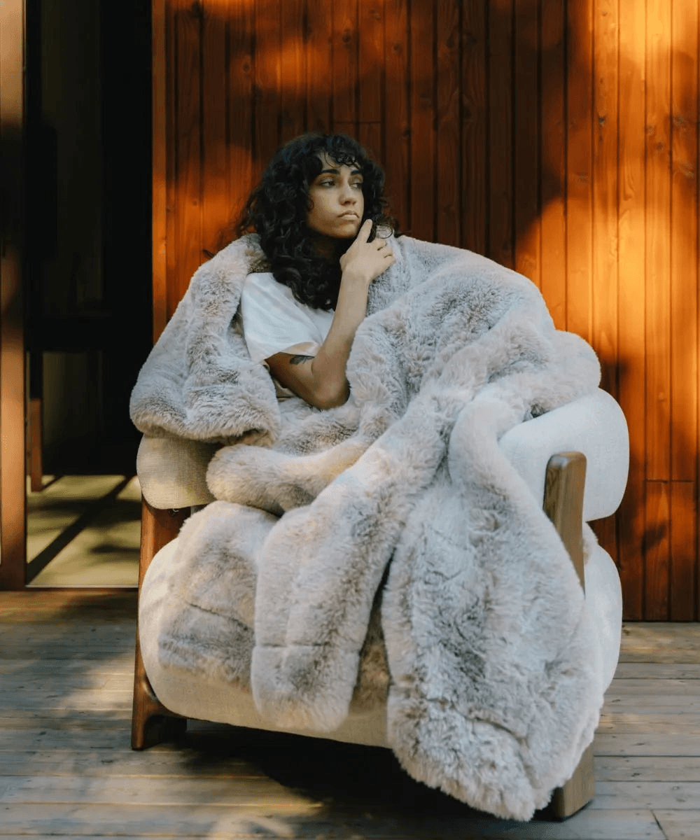 Plaid Fausse Fourrure Chataigne