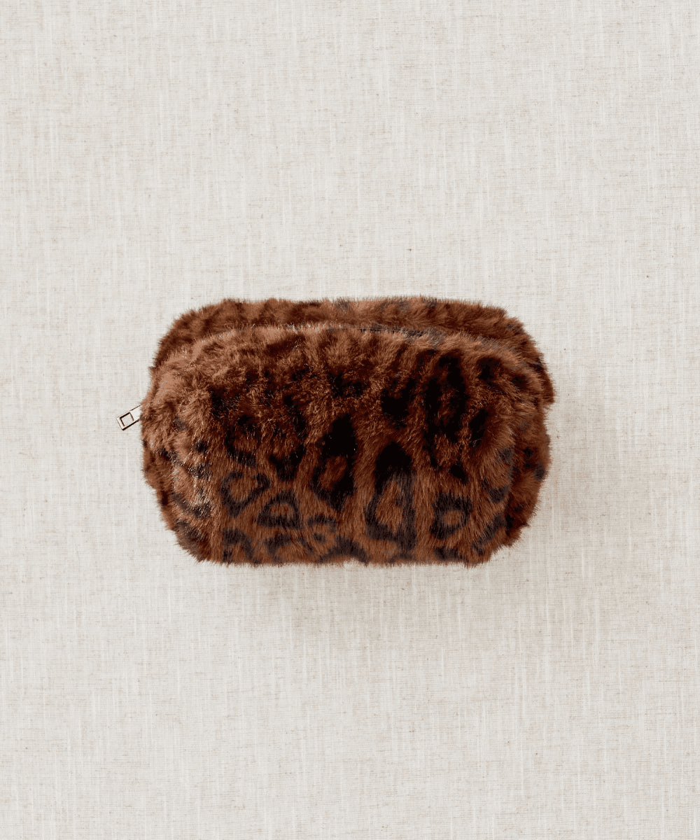 Trousse Fourrure Léopard Brun