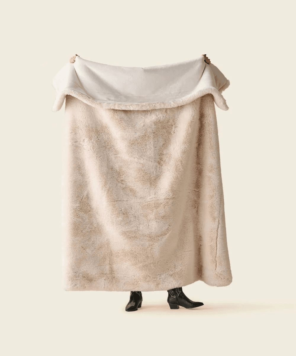 Plaid Fausse Fourrure Polar Bear Beige