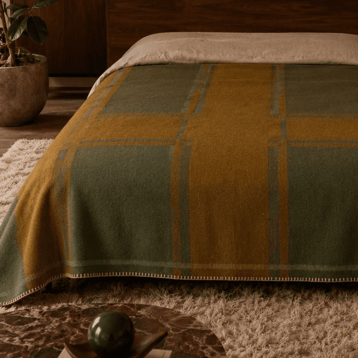 Plaid HYGGE 140x200 - Gold/Olive